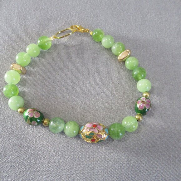 Serpentine Cloisonne Bracelet, Lobster Clasp - Picture 4 of 5